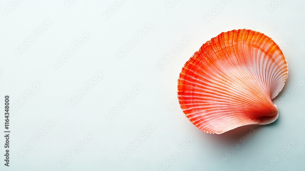 Poster orange shell on white surface with reflection