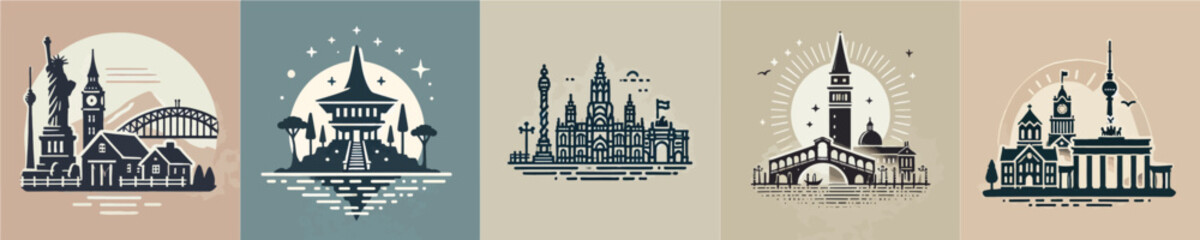 vector collection of urban landmarks