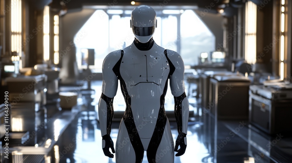 Aufkleber modern ai-driven machines in high-tech workshop