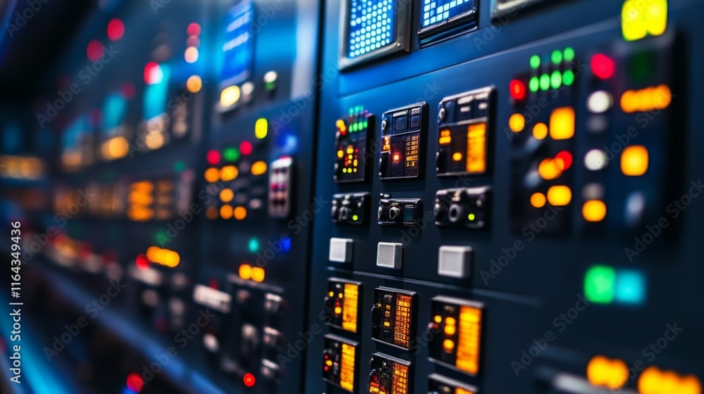 Poster modern control panels in automated distribution center