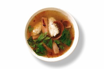 Spicy seafood soup with herbs