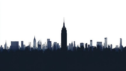 Fototapeta premium Iconic Skyscraper Silhouette on White Background