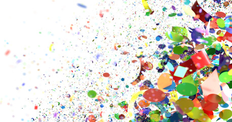 Abstract festive background with falling gold confetti and glitter on white. Perfect for...
