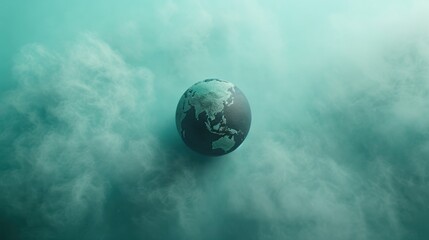 Fototapeta premium Globe Surrounded by Ethereal Smoke in a Soft Green Atmosphere
