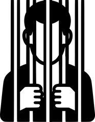 Prisoner behind bars line icon. linear style sign for mobile concept sign, symbol, vector, art