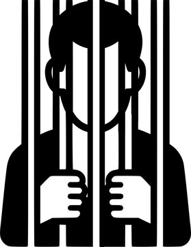 Prisoner behind bars line icon. linear style sign for mobile concept sign, symbol, vector, art
