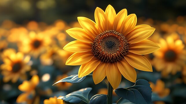 Lush sunflower field in full bloom on a warm sunny countryside day wallpaper image