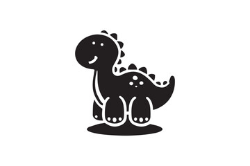 simple and unobtrusive cute baby dino dinosaurs vector silhouette illustration isolated in white background
