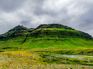 Obraz premium Kirkjufellsfoss landscape Iceland in summer, Snaefellsnes Peninsula