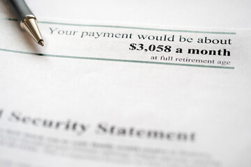 Social Security Statement for Retirement Planning Payment