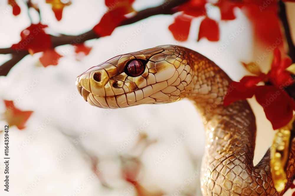 Poster a close-up view of a snake wrapped around a tree branch
