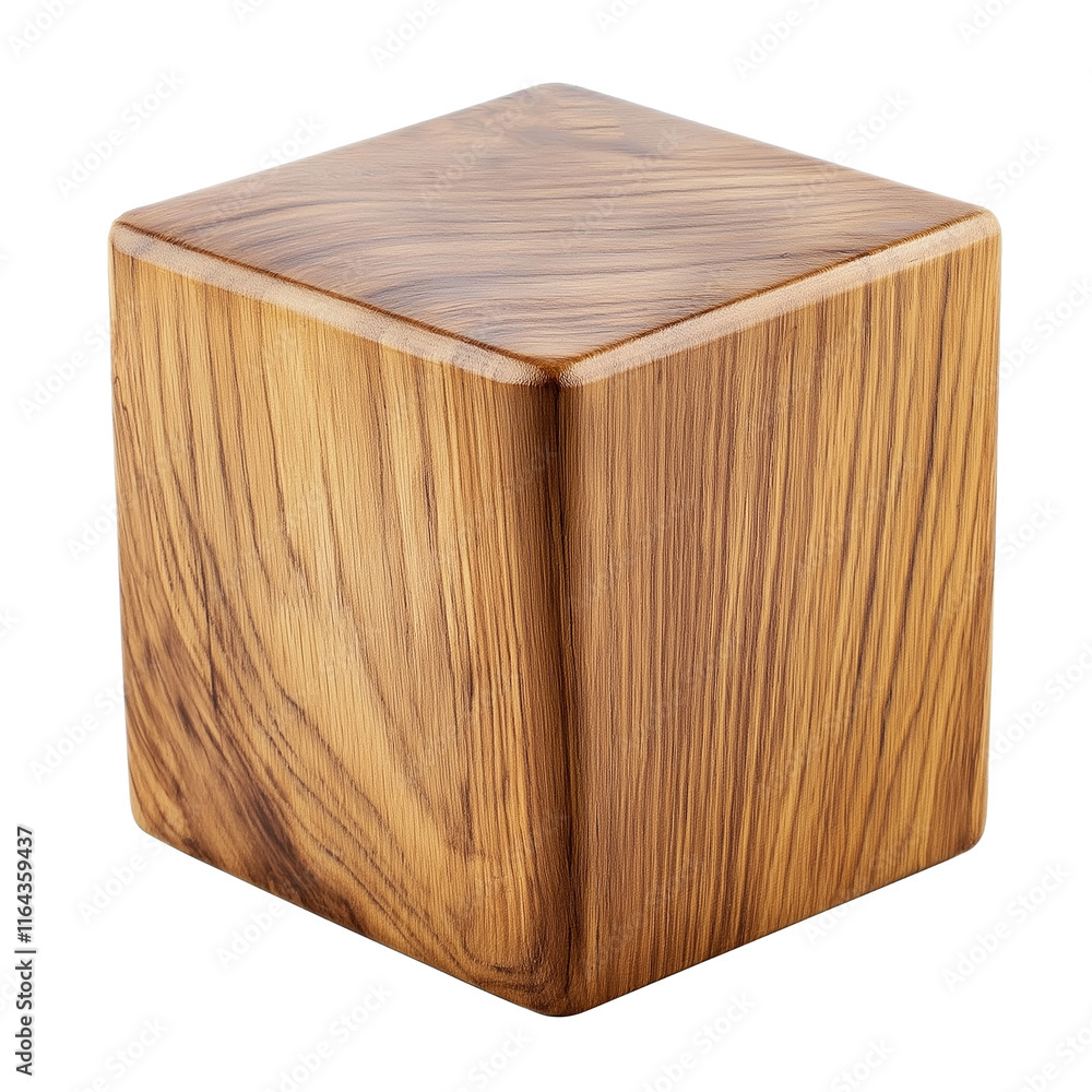 Aufkleber Smooth wooden cube isolated on white background representing simplicity and minimalism