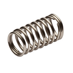 Metal spring rotating on white background showing tension and compression