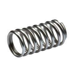 Metal spring coiled on white background representing potential energy