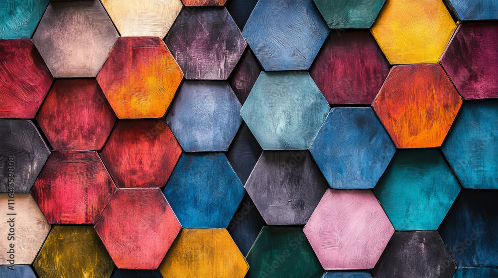 Poster abstract geometric background with color hexagons. design element
