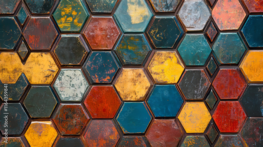 Poster abstract geometric background with color hexagons. design element