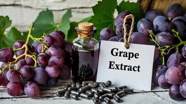 Grape seed extract in capsules. Selective focus. Nature.
