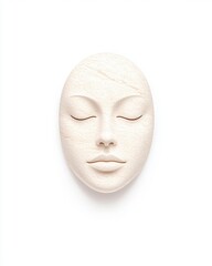 A serene white facial mask symbolizing calmness and introspection, perfect for artistic and cultural themes.
