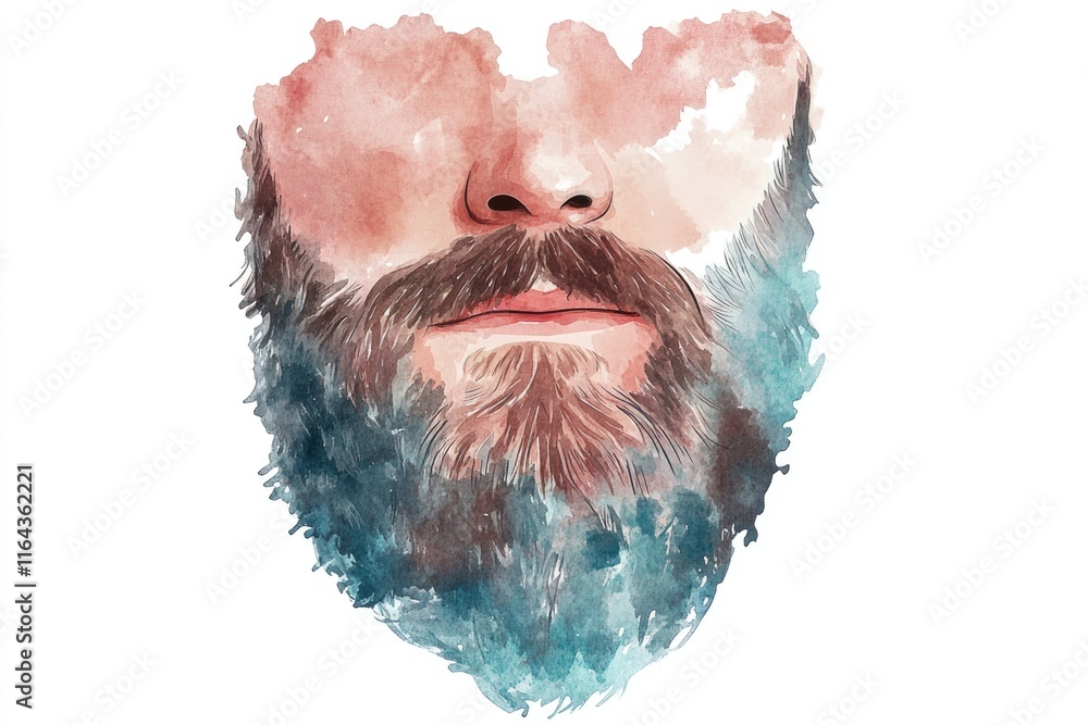 Sticker Portrait of a bearded man, can be used as a profile picture or for editorial purposes