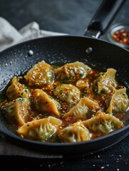 Dumplings in Frying Pan