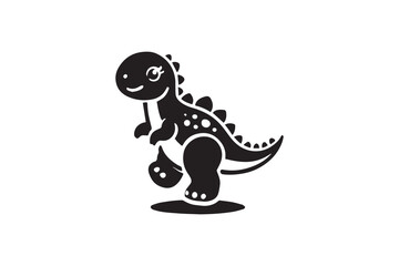 simple and unobtrusive cute baby dino dinosaurs vector silhouette illustration isolated in white background
