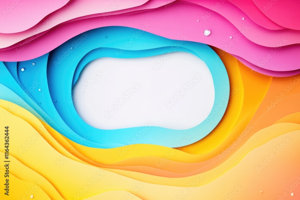 Poster a vibrant and dynamic abstract design featuring waves and bubbles on a colorful background, perfect 