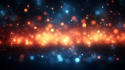 Abstract Background with Orange and Blue Glittering Lights