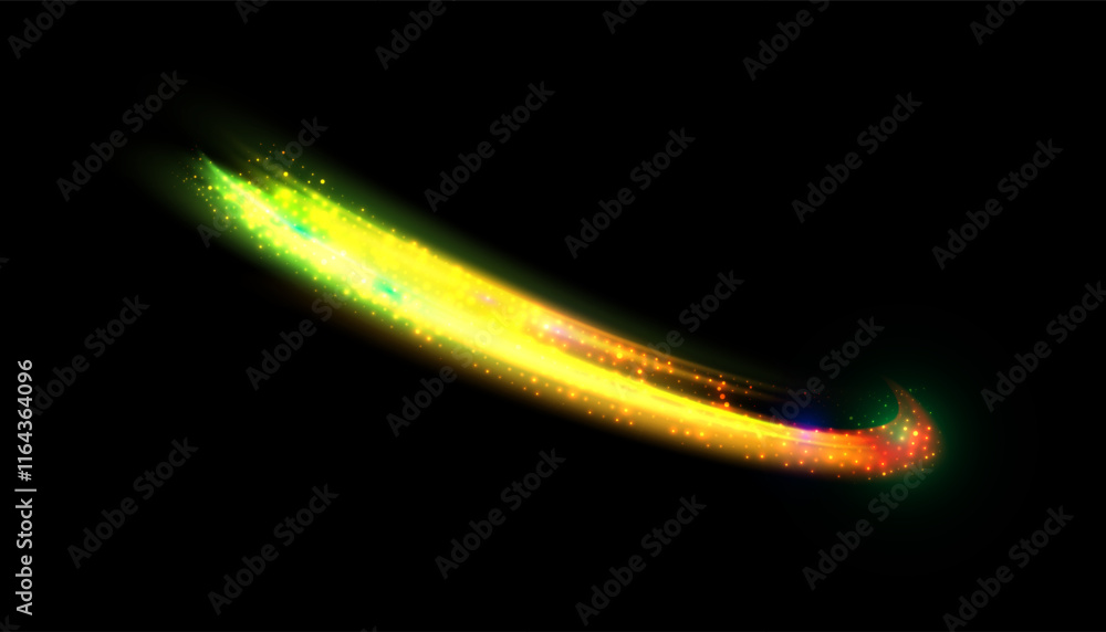 Aufkleber bright trace of rotation of glowing rays of saturated yellow-green glow. glowing bright vortex for g