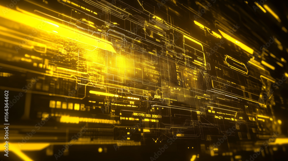 Poster game stream overlay, ui frame with yellow neon glow. digital user interface, twitch streaming screen