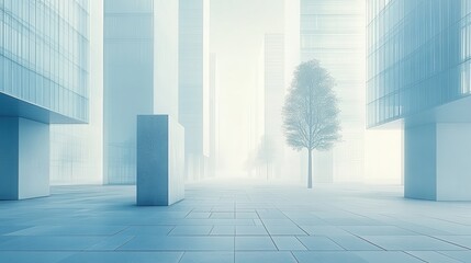 Fototapeta premium Geometric City Plaza Rendering on White Background