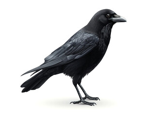 Obraz premium birds on a white background, black crow in profile turned to the right
