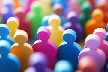 Obraz premium Colorful Crowd. A vibrant and diverse group of abstract human figures in various colors.