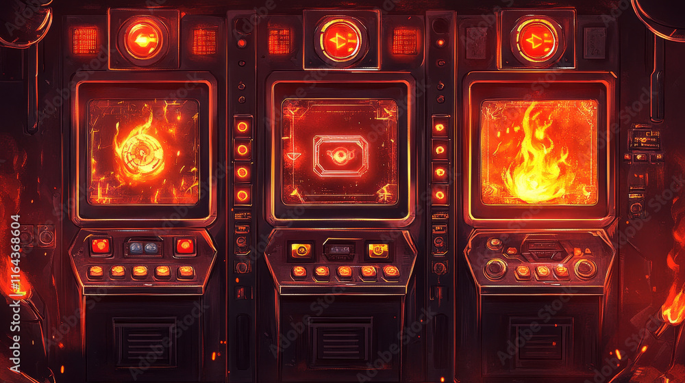 Poster hud frames for game shop and daily reward board. vector cartoon illustration of gui design of red ga
