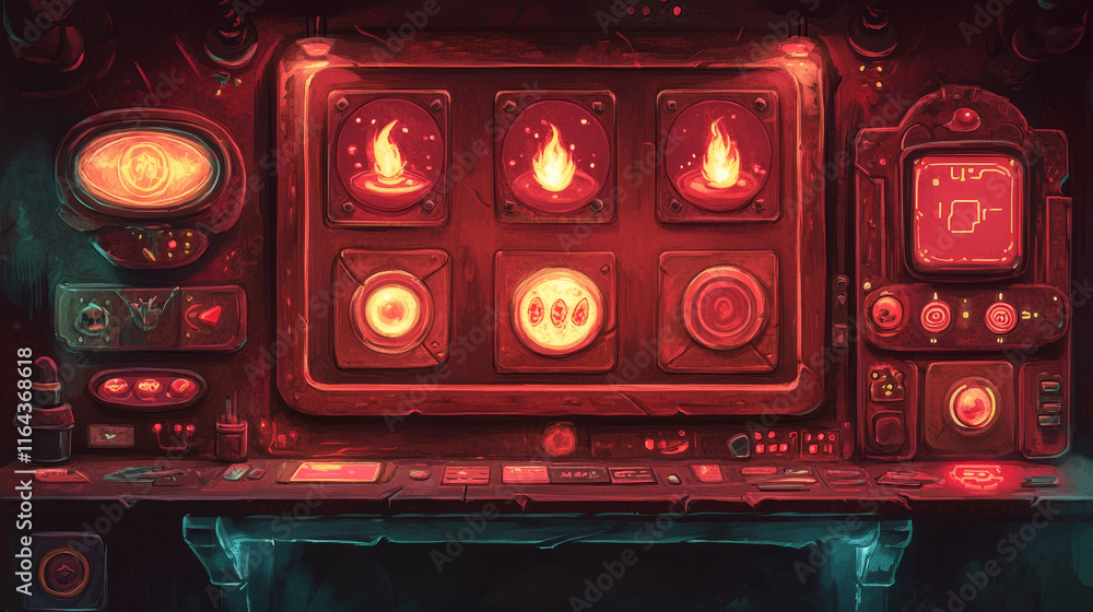 Poster hud frames for game shop and daily reward board. vector cartoon illustration of gui design of red ga