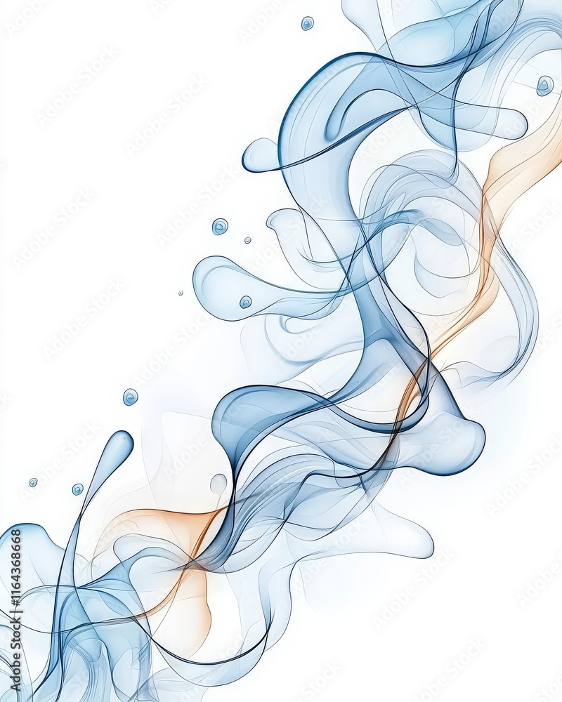 Poster Abstract wavy pattern of blue and beige hues creating a soothing visual flow, ideal for backgrounds and design elements.