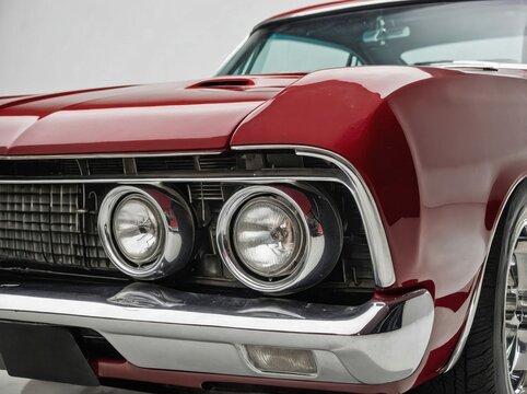 A muscle car captured at a 45-degree front angle