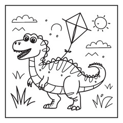 Cute Dinosaur Coloring Pages for Kids.
Dinosaur designs For Kids. Illustrations with Thick Lines