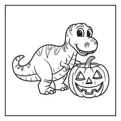 Obraz premium Cute Dinosaur Coloring Pages for Kids. Dinosaur designs For Kids. Illustrations with Thick Lines