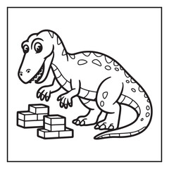 Cute Dinosaur Coloring Pages for Kids.
Dinosaur designs For Kids. Illustrations with Thick Lines