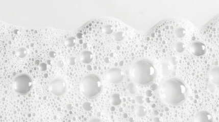 Bath soap or shower gel foam frame with bubbles on transparent background. Realistic 3d vector illustration white foamy border with overlay effect. Lather wash detergent or shampoo spume texture.