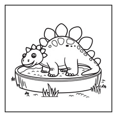 Cute Dinosaur Coloring Pages for Kids.
Dinosaur designs For Kids. Illustrations with Thick Lines