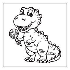 Cute Dinosaur Coloring Pages for Kids.
Dinosaur designs For Kids. Illustrations with Thick Lines