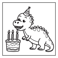 Cute Dinosaur Coloring Pages for Kids.
Dinosaur designs For Kids. Illustrations with Thick Lines