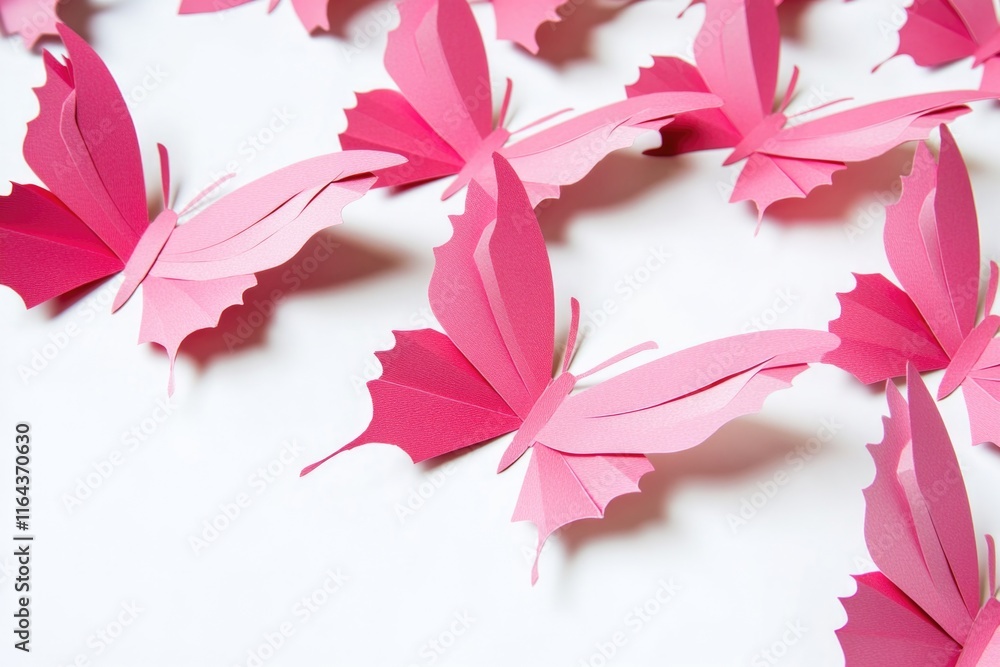 Aufkleber A group of colorful paper butterflies arranged on a clean white surface, perfect for use in DIY craft projects or as a decorative element