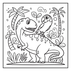 Cute Dinosaur Coloring Pages for Kids.
Dinosaur designs For Kids. Illustrations with Thick Lines