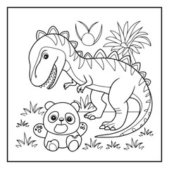 Cute Dinosaur Coloring Pages for Kids.
Dinosaur designs For Kids. Illustrations with Thick Lines