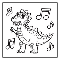 Cute Dinosaur Coloring Pages for Kids.
Dinosaur designs For Kids. Illustrations with Thick Lines