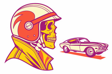 skull with a car