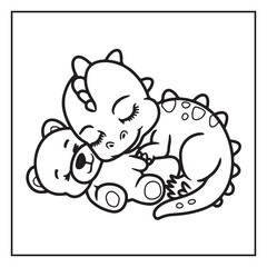 Cute Dinosaur Coloring Pages for Kids.
Dinosaur designs For Kids. Illustrations with Thick Lines