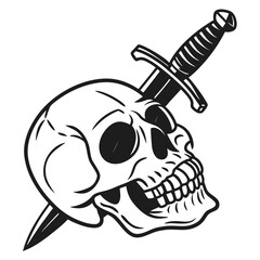 skull with sword vector illustration